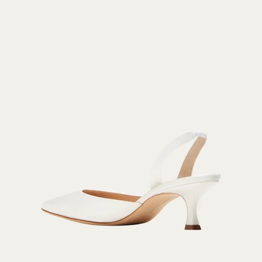 Manolo Blahnik White Slingback Kitten Heel - Picture 4 of 14